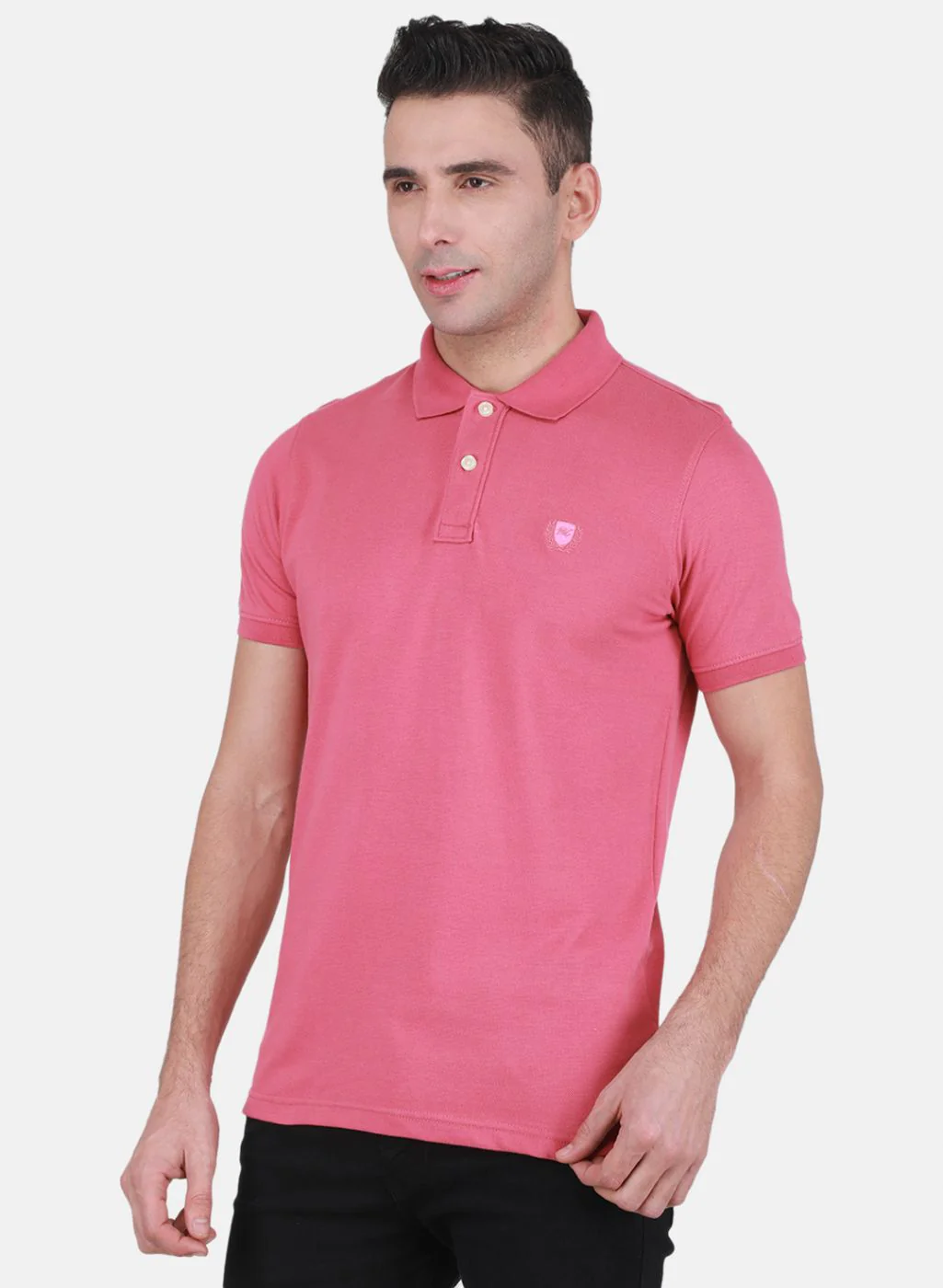 Men Pink Solid T-Shirt - Image 2