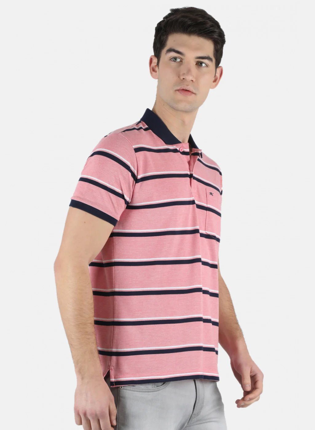 Men Pink Stripe T-Shirt - Image 5