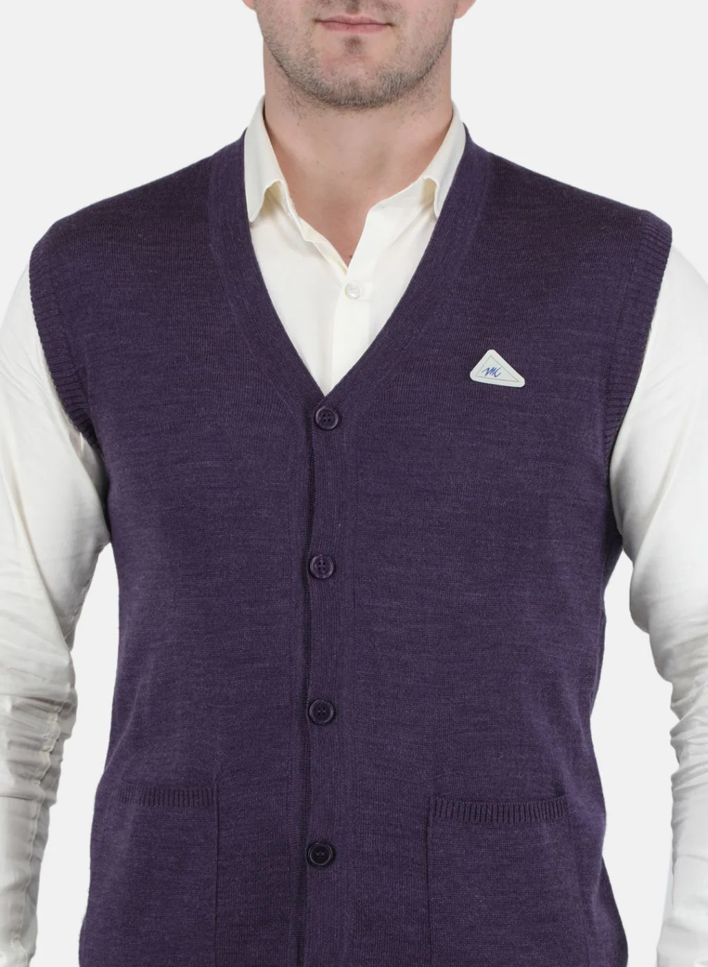 Men Purple Solid Cardigan - Image 5