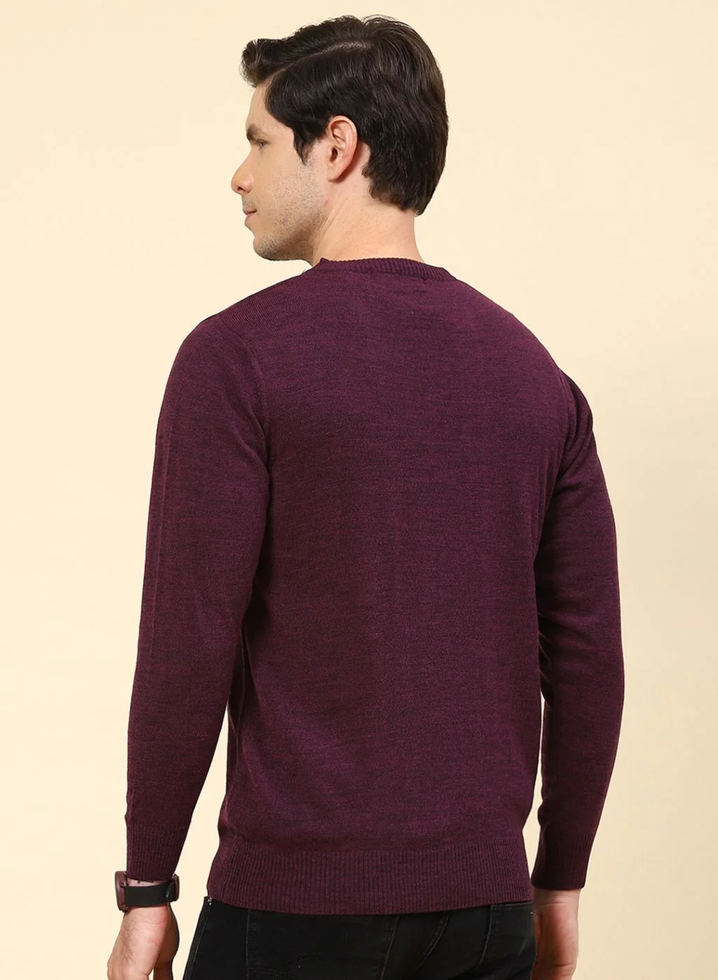 Men Purple Solid Wool blend Pullover - Image 5