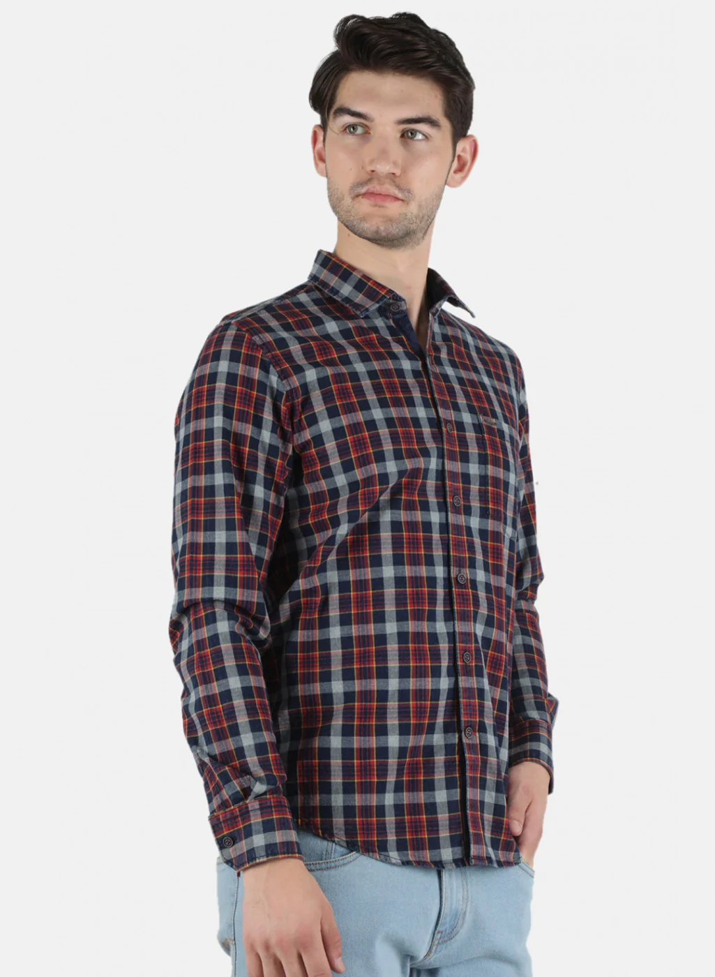 Men Red Check Shirt - Image 6
