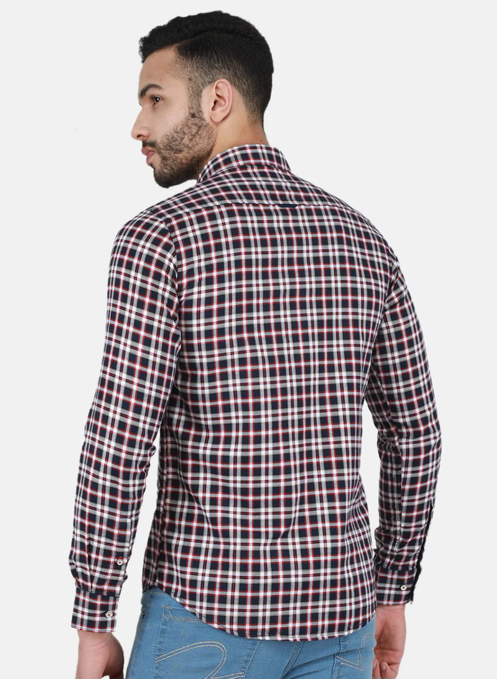 Men Red Check Shirt - Image 3