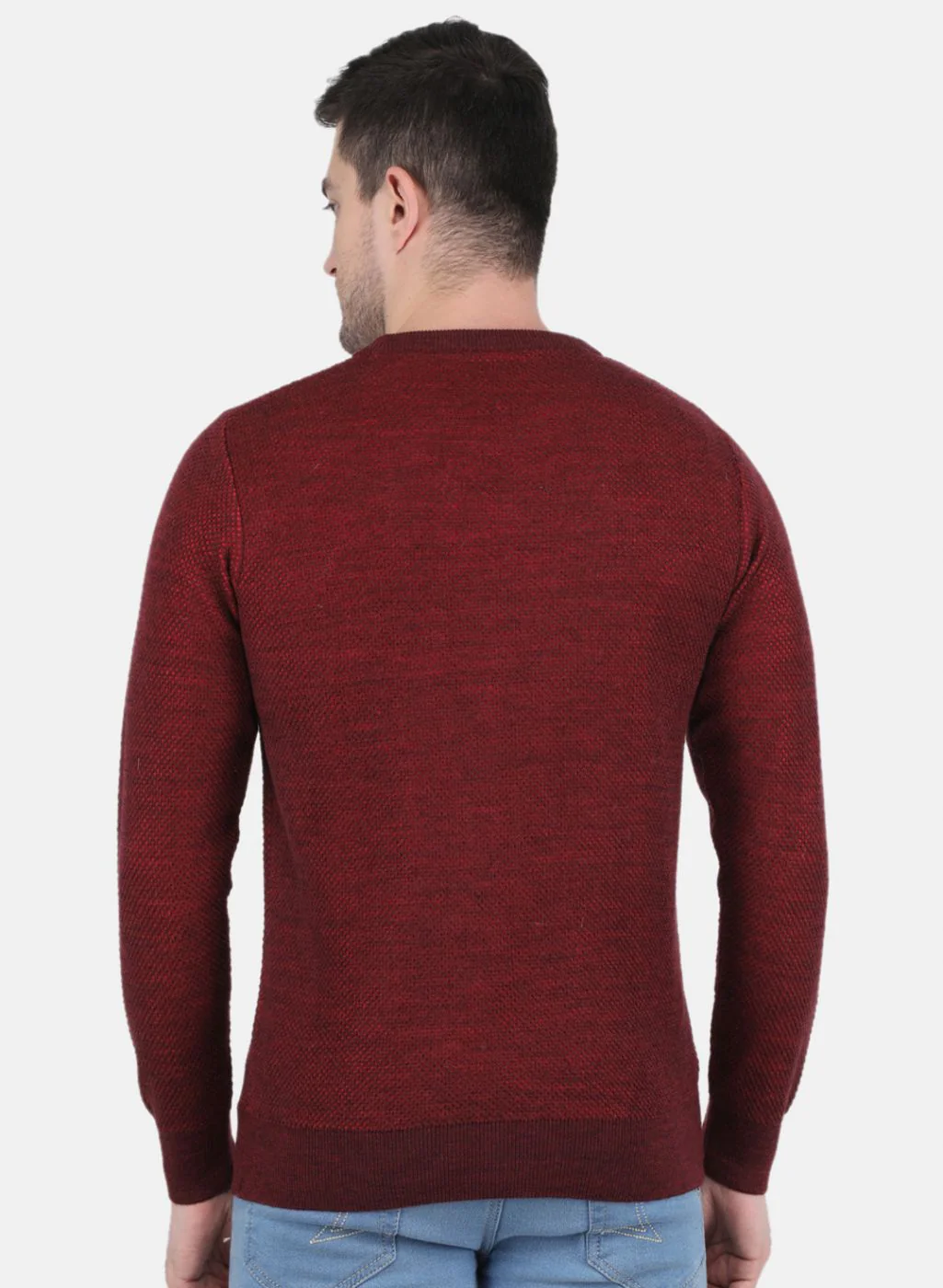 Men Red Jaquard Pullover - Image 3