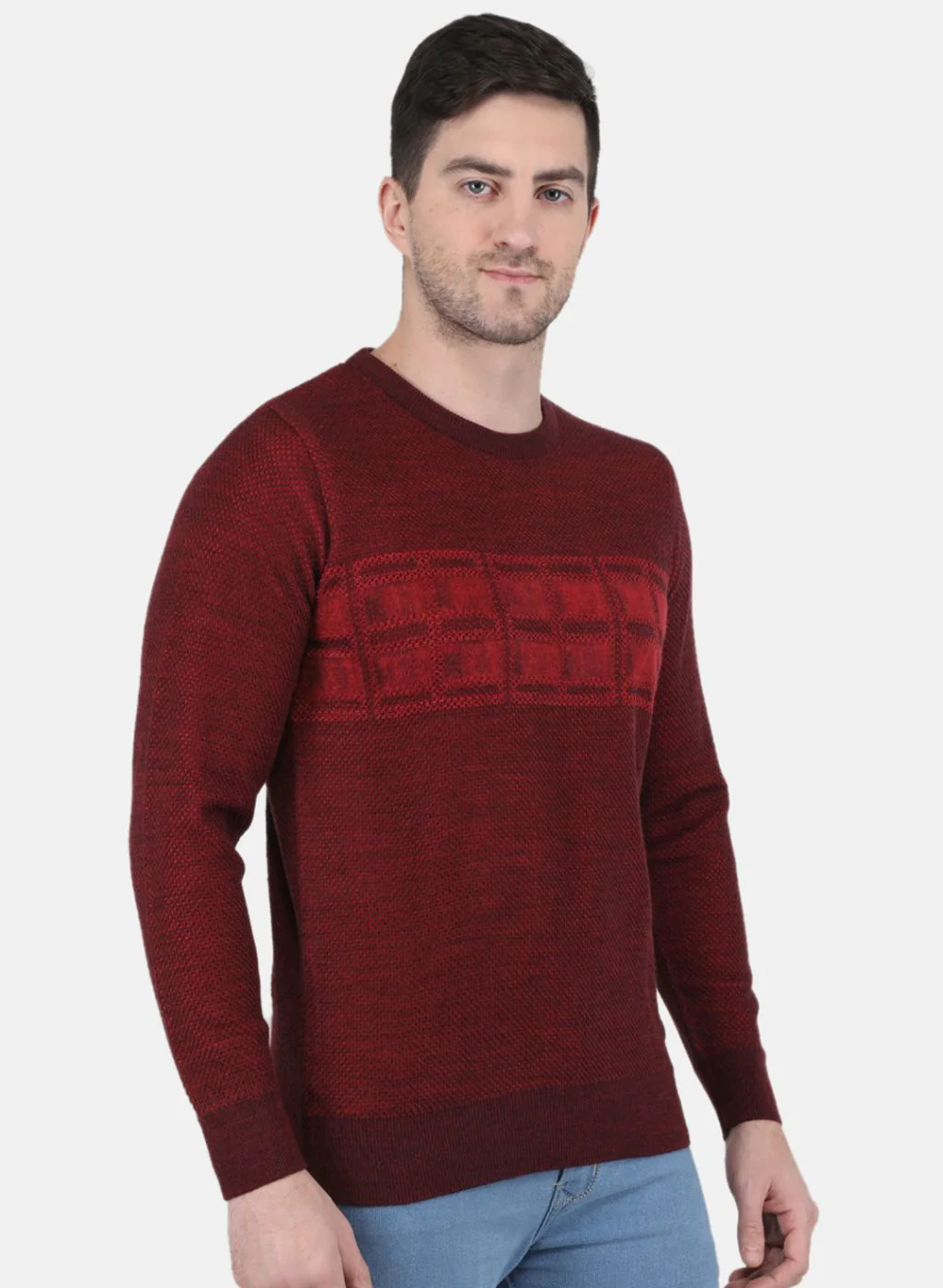 Men Red Jaquard Pullover - Image 6