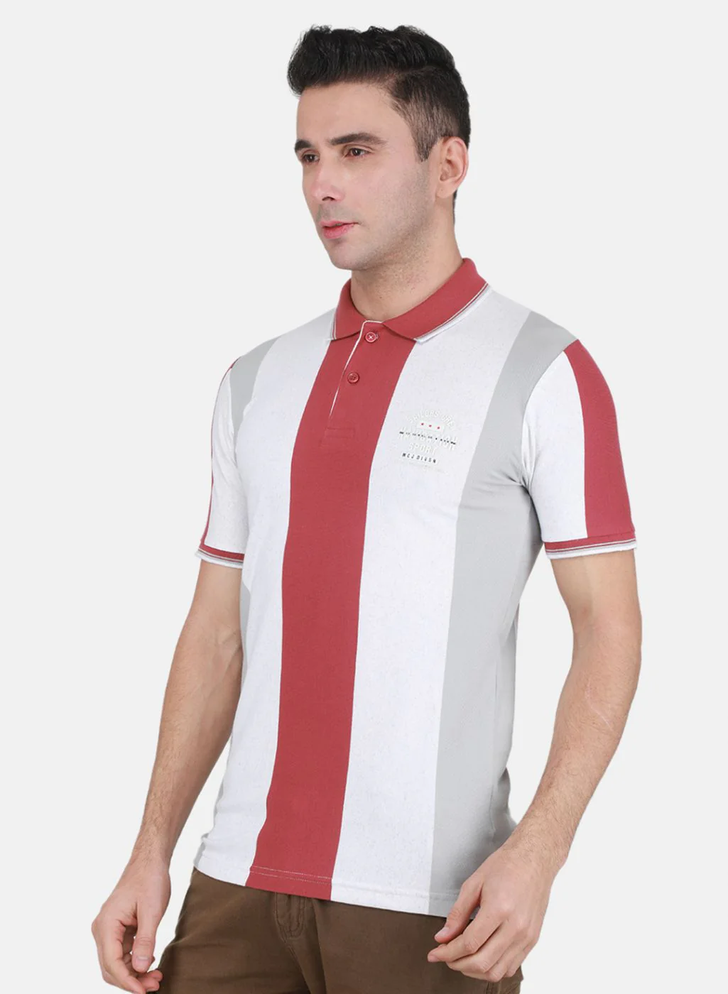 Men Red Jaquard T-Shirt - Image 2