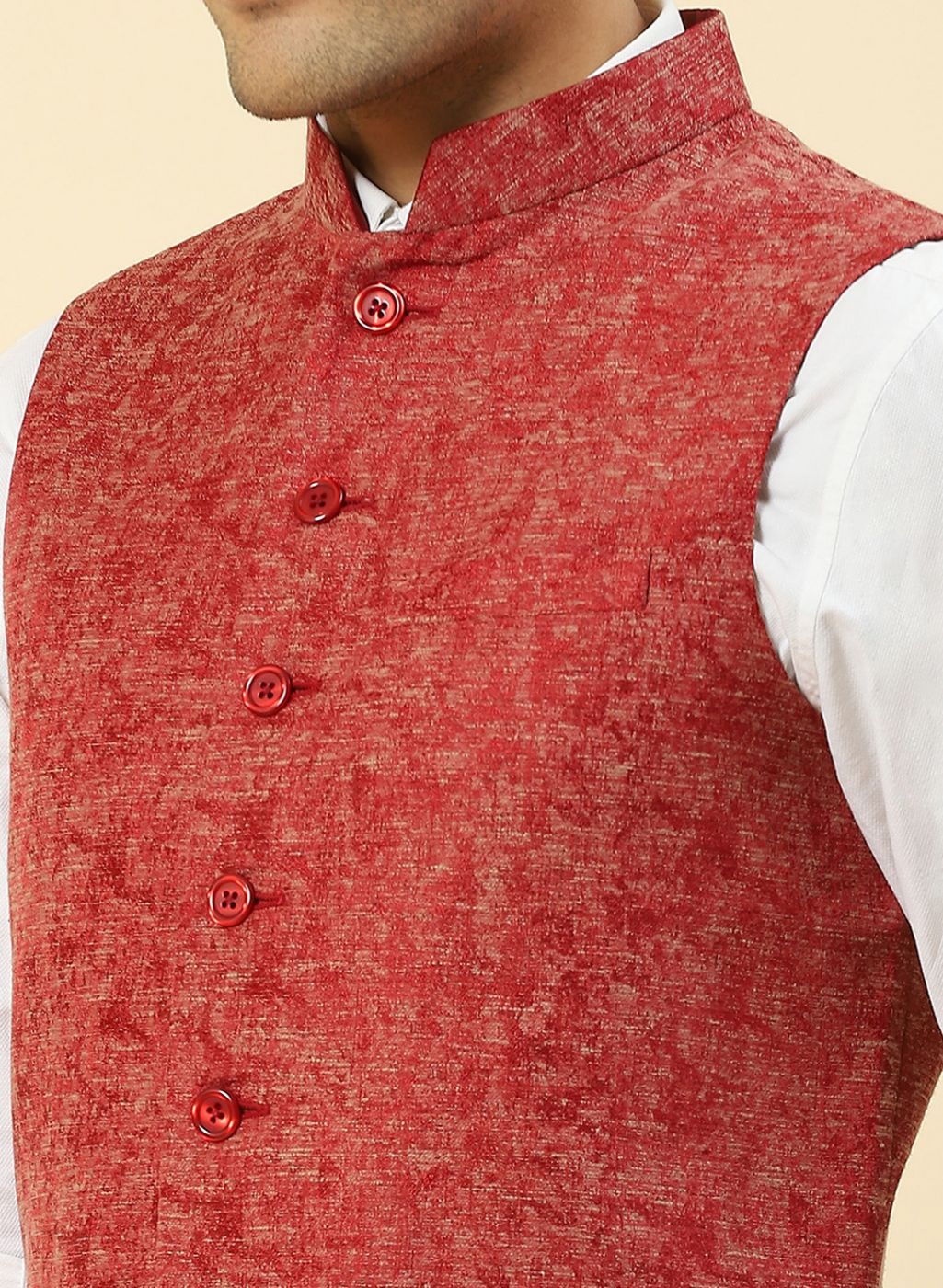 Men Red Solid Coat - Image 6