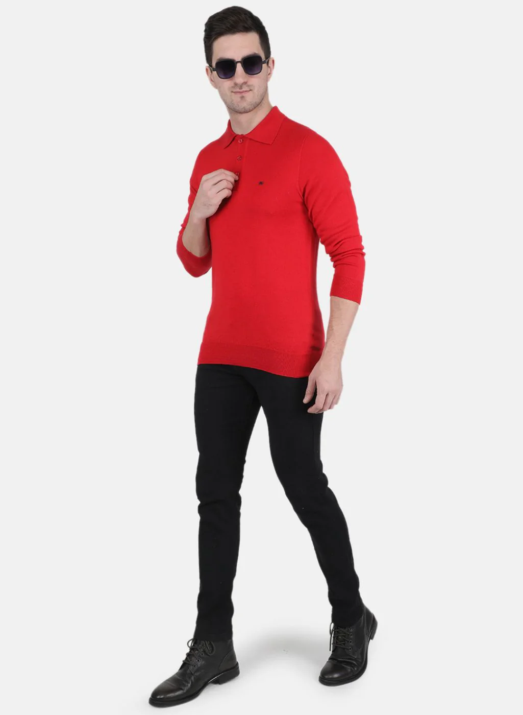Men Red Solid T-Shirt - Image 4
