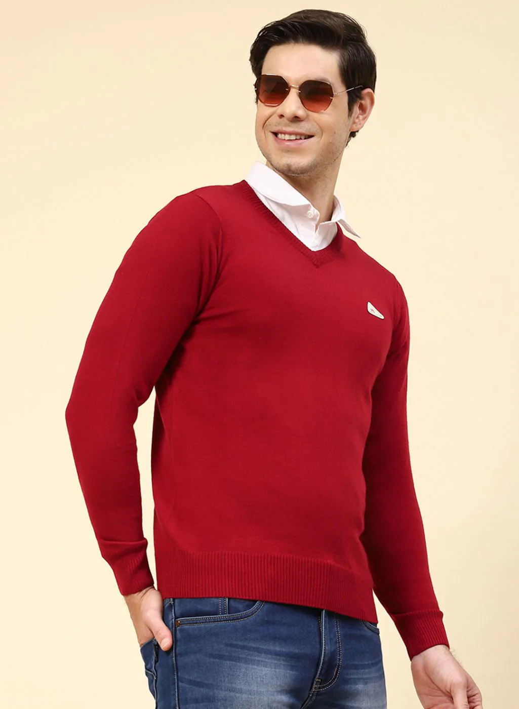 Men Red Solid Wool blend Pullover - Image 4