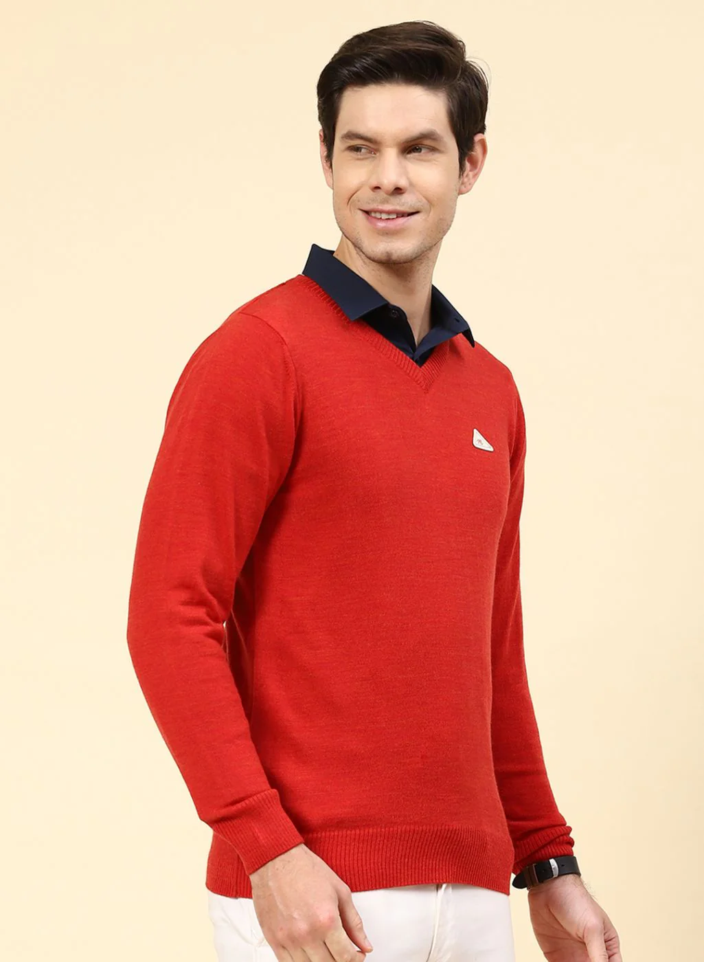 Men Red Solid Wool blend Pullover - Image 4