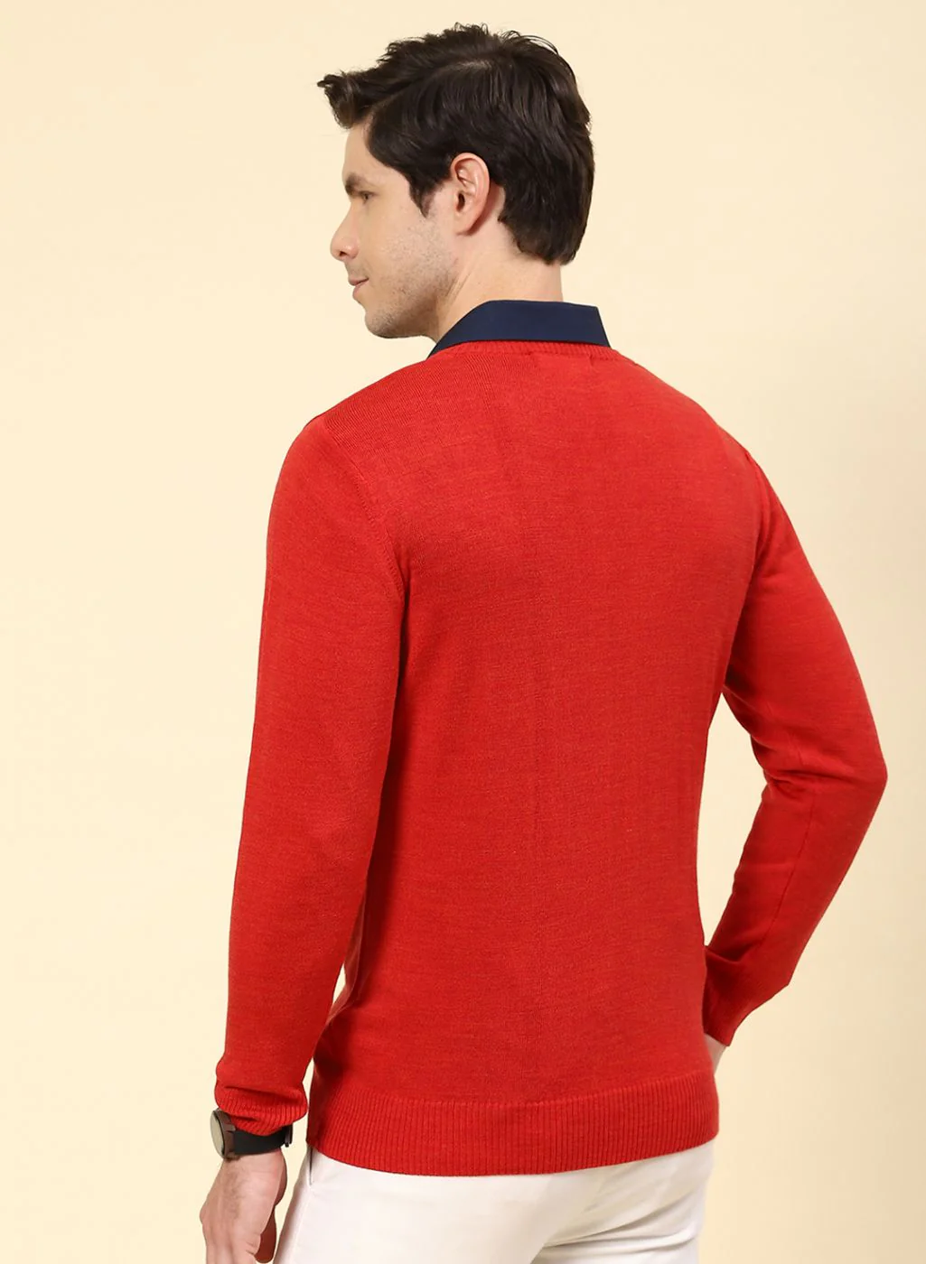 Men Red Solid Wool blend Pullover - Image 5
