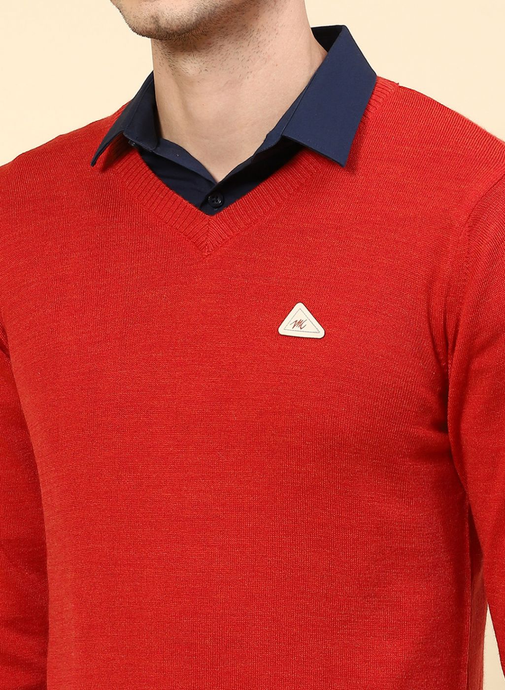 Men Red Solid Wool blend Pullover - Image 6