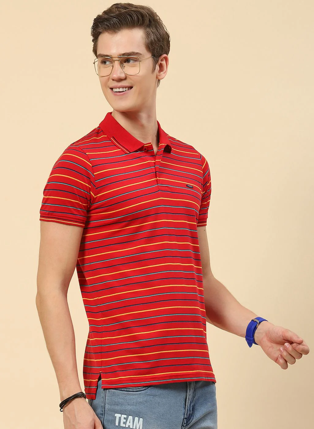 Men Red Stripe T-Shirt - Image 4