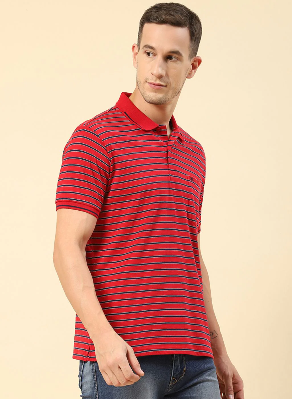 Men Red Stripe T-Shirt - Image 3