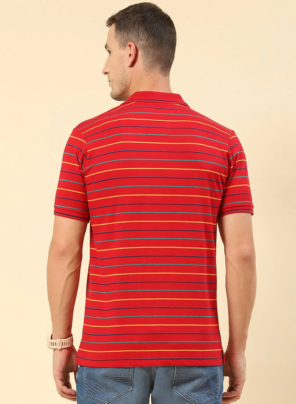 Men Red Stripe T-Shirt - Image 4