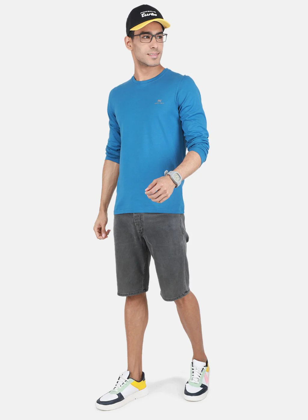 Men Rust Orange & Blue Solid T-Shirt - Image 5