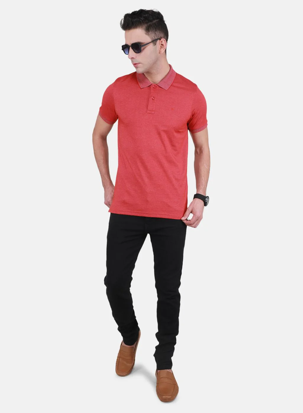 Men Rust Orange Solid T-Shirt - Image 4