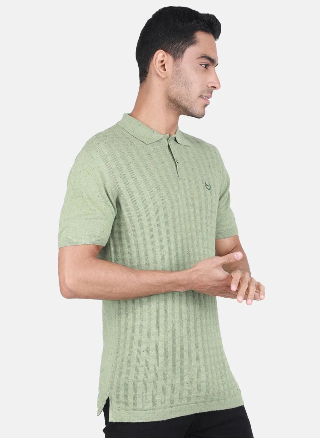 Men Sea Green Solid T-Shirt - Image 6