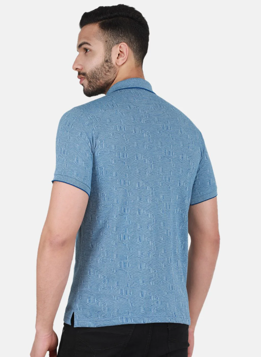 Men Sky Blue Printed T-Shirt - Image 3