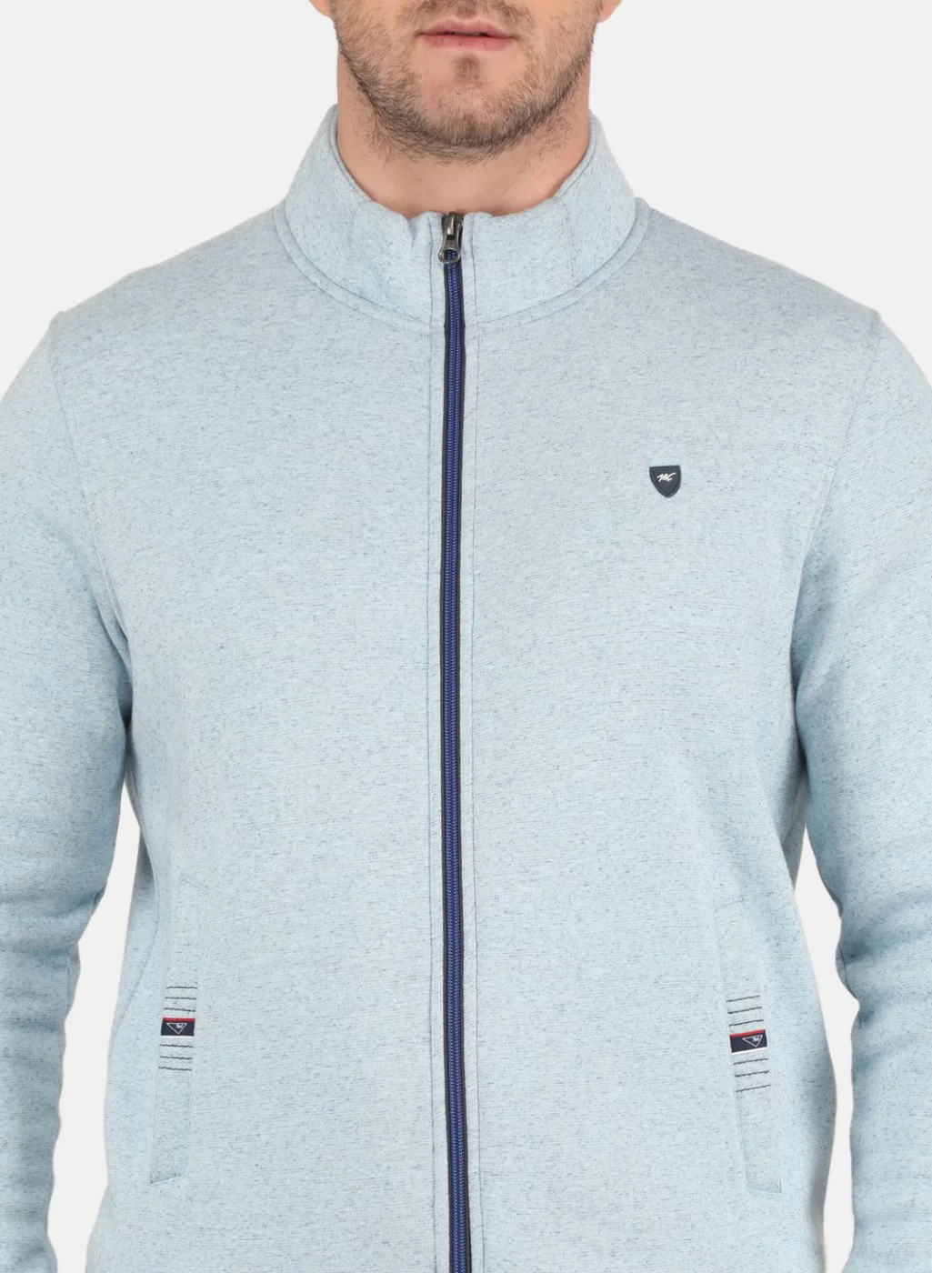 Men Sky Blue Solid T-Shirt - Image 5