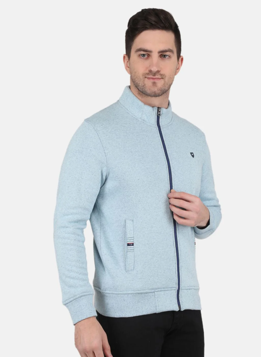 Men Sky Blue Solid T-Shirt - Image 6