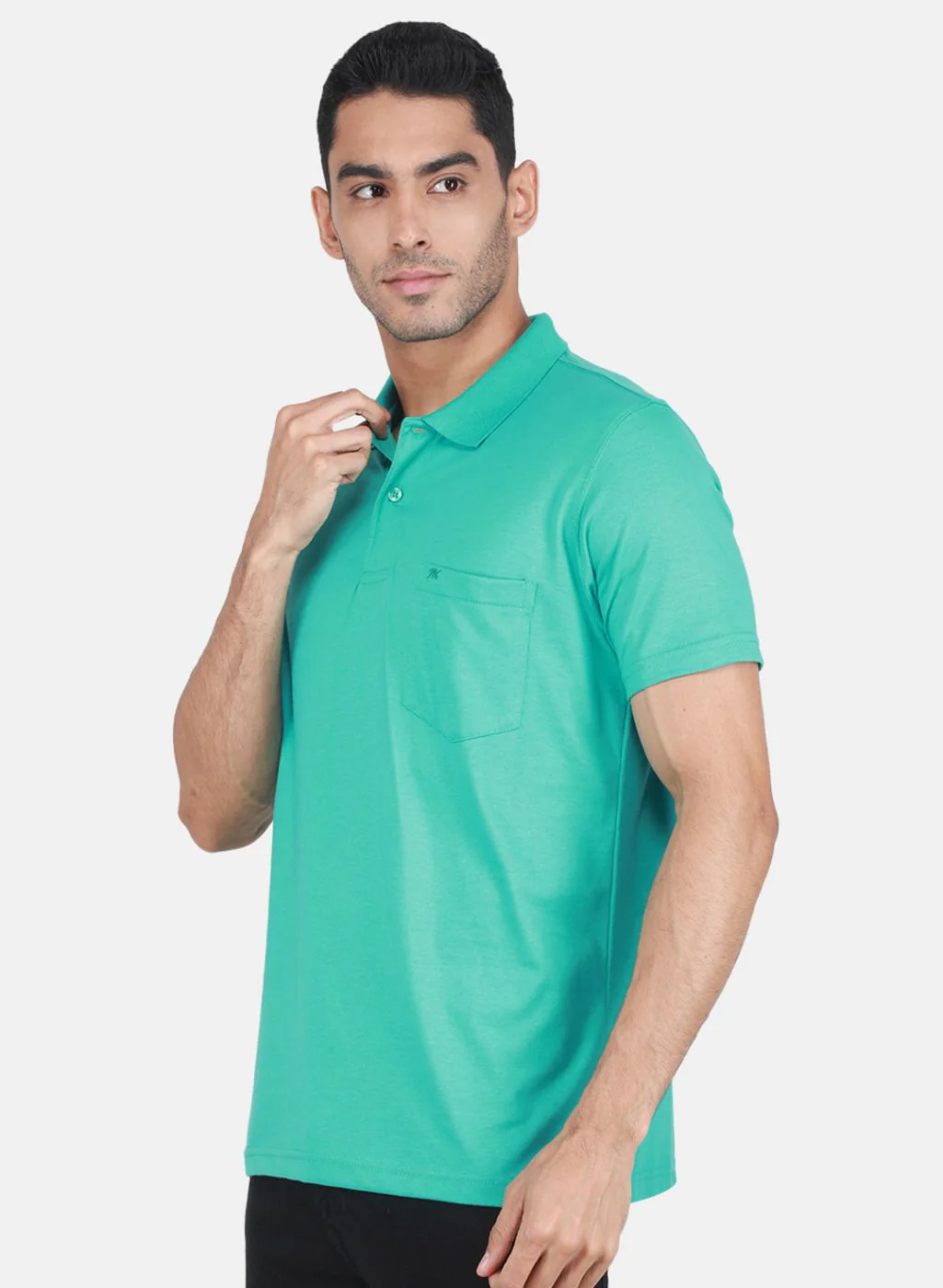 Men Turquoise Blue Solid T-Shirt - Image 2
