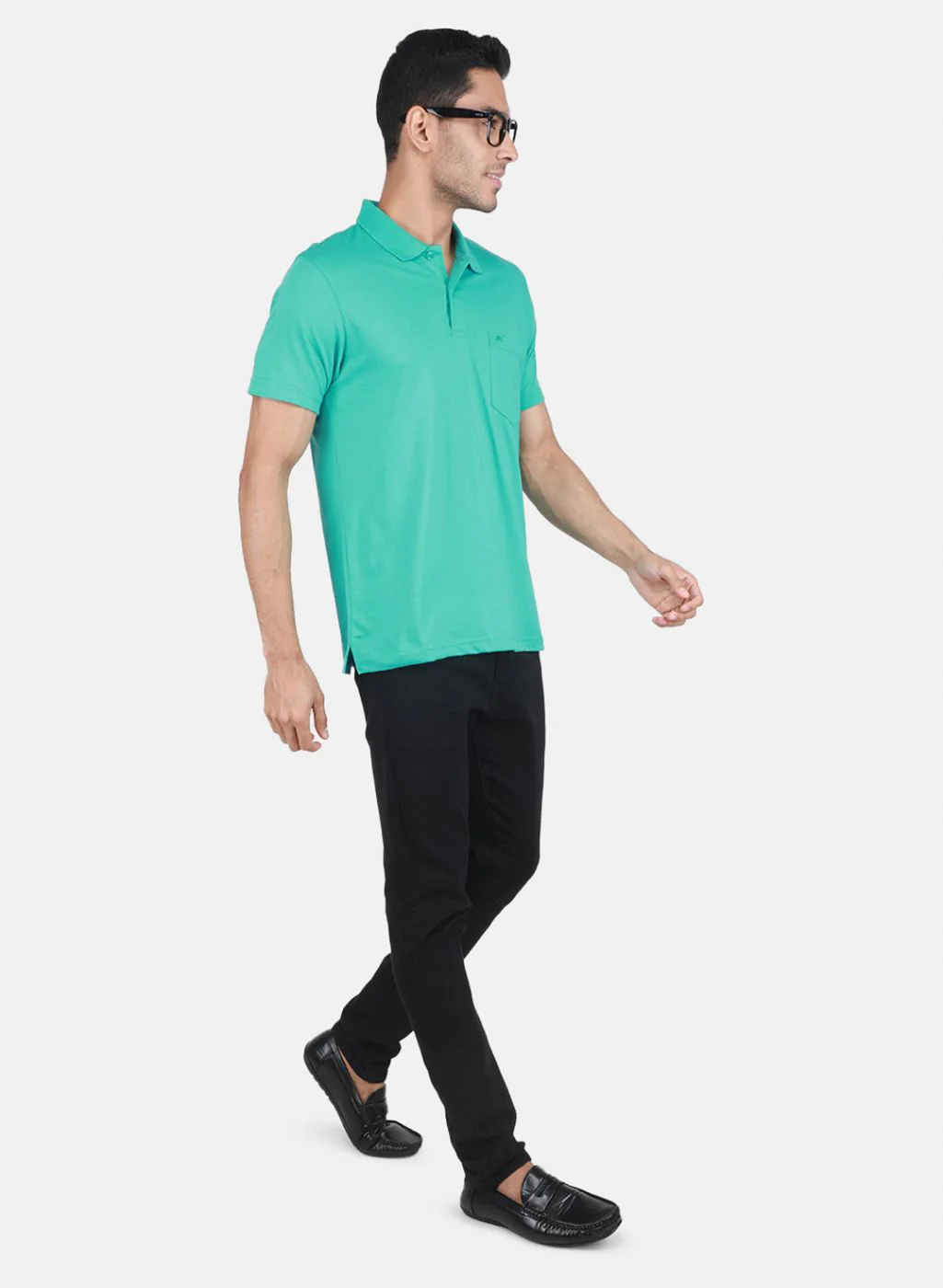 Men Turquoise Blue Solid T-Shirt - Image 4