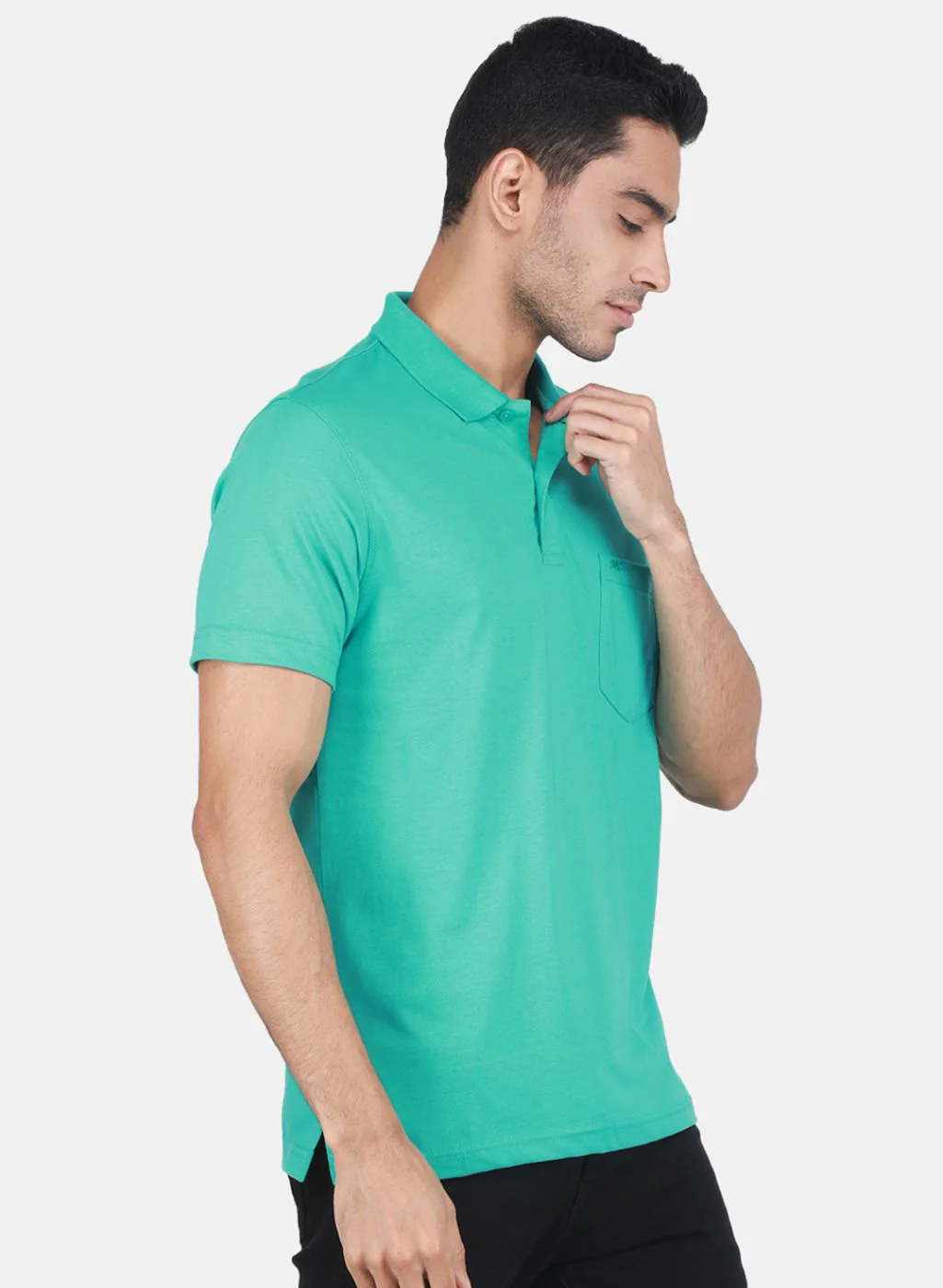 Men Turquoise Blue Solid T-Shirt - Image 6