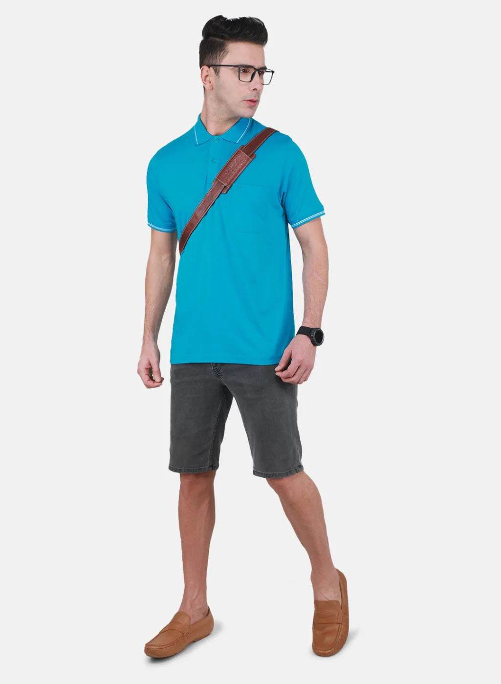 Men Turquoise Blue Solid T-Shirt - Image 4