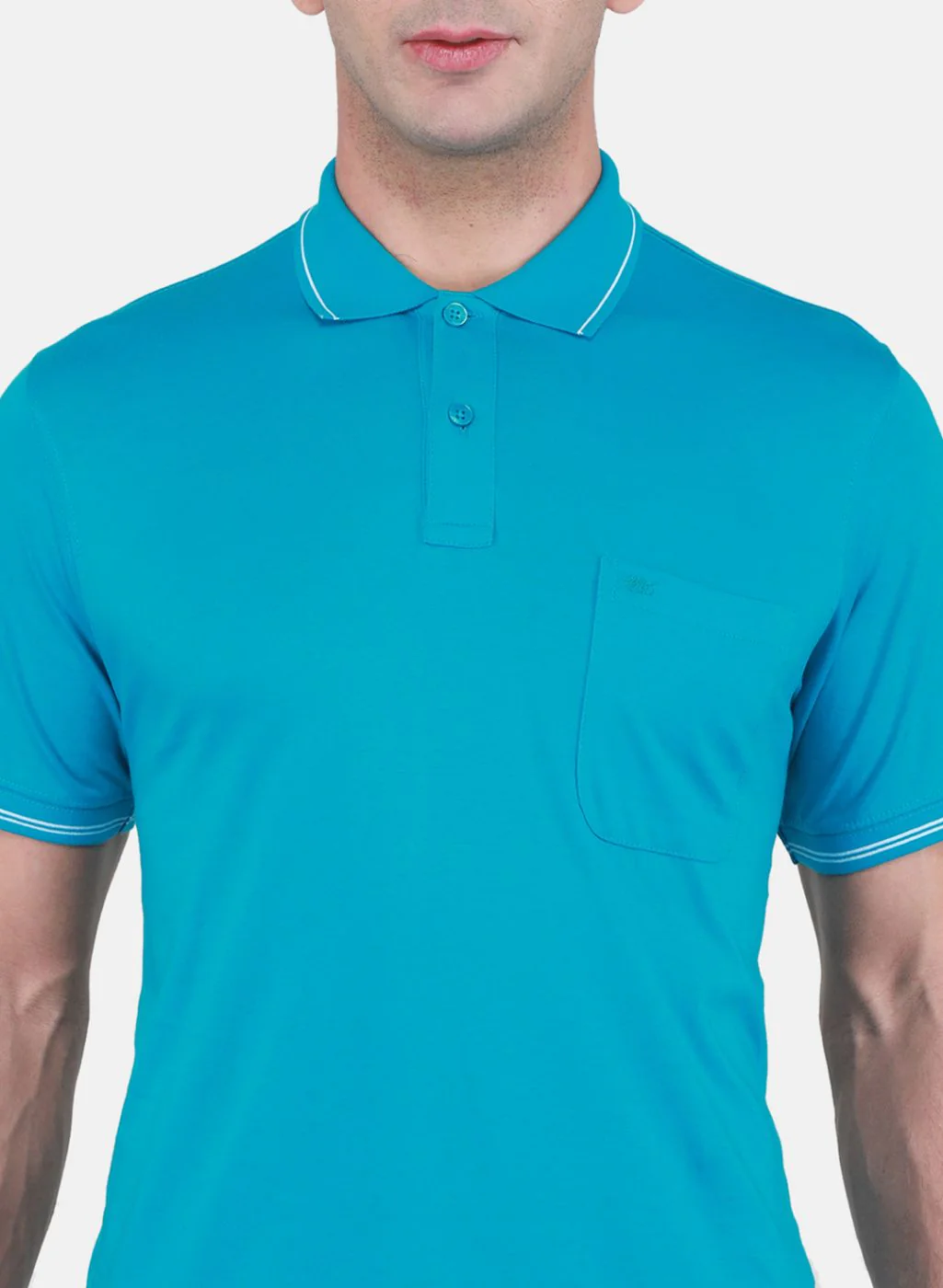 Men Turquoise Blue Solid T-Shirt - Image 5