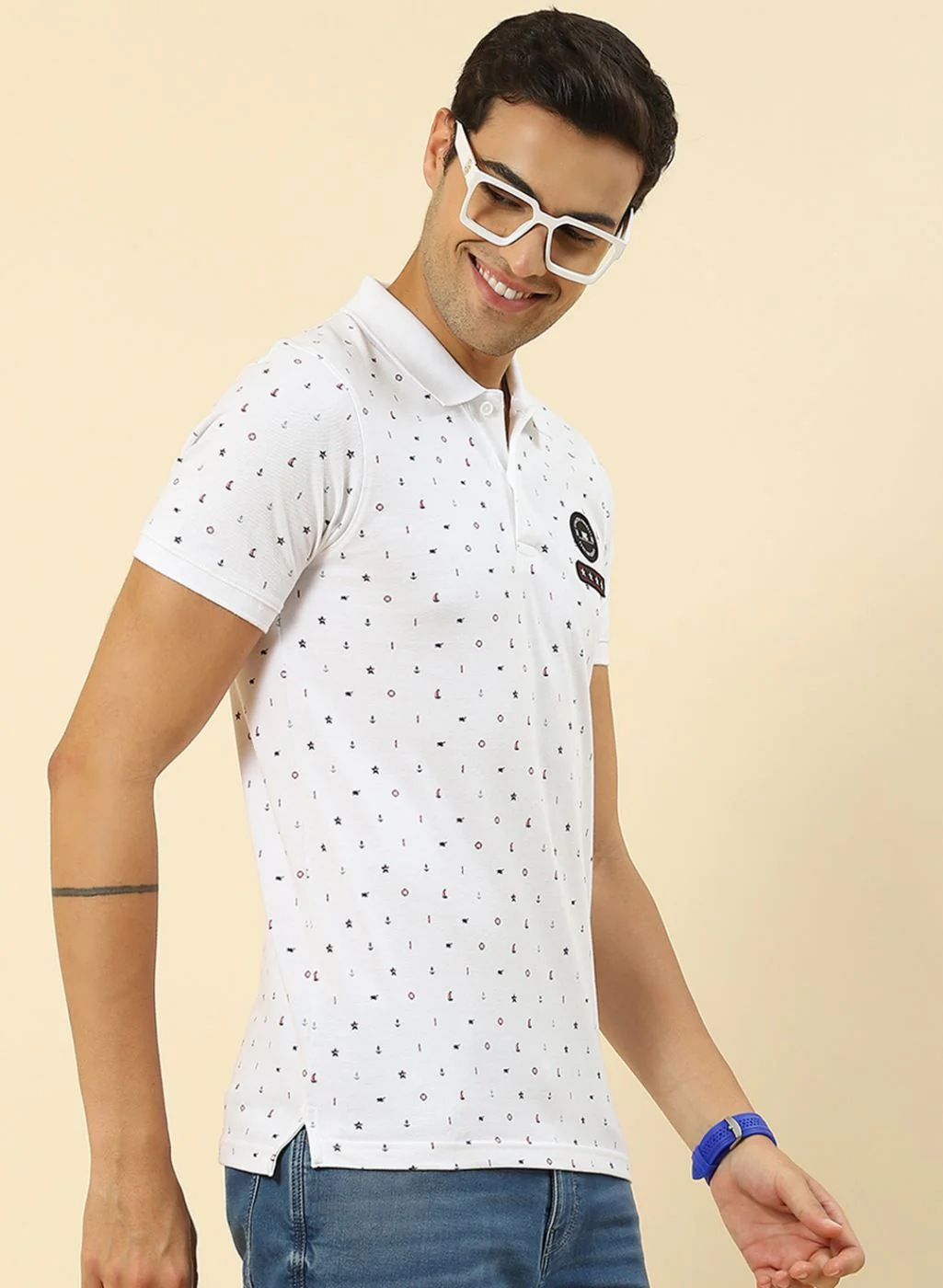 Men White Printed T-Shirt - Image 4