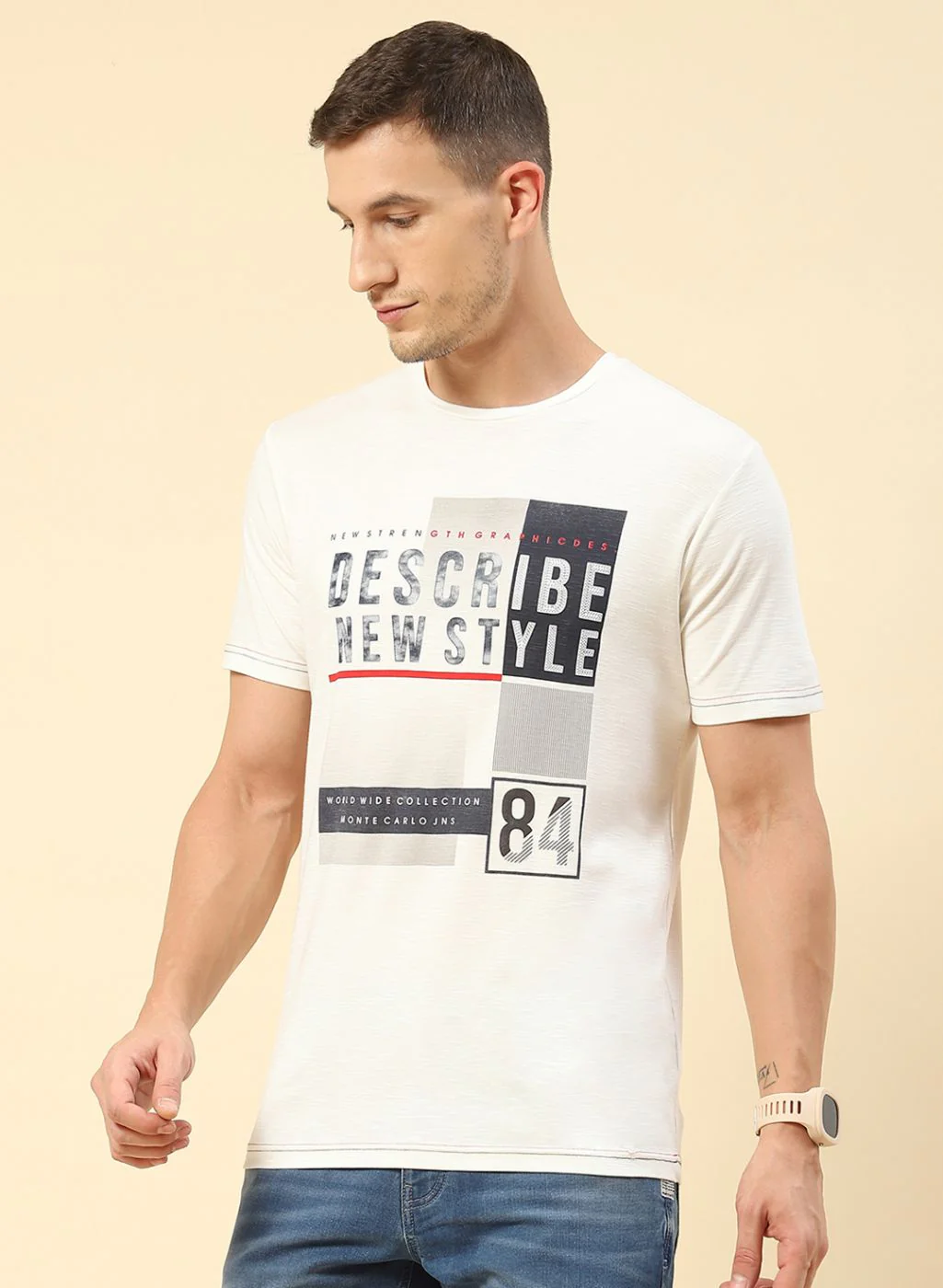 Men White Printed T-Shirt - Image 3