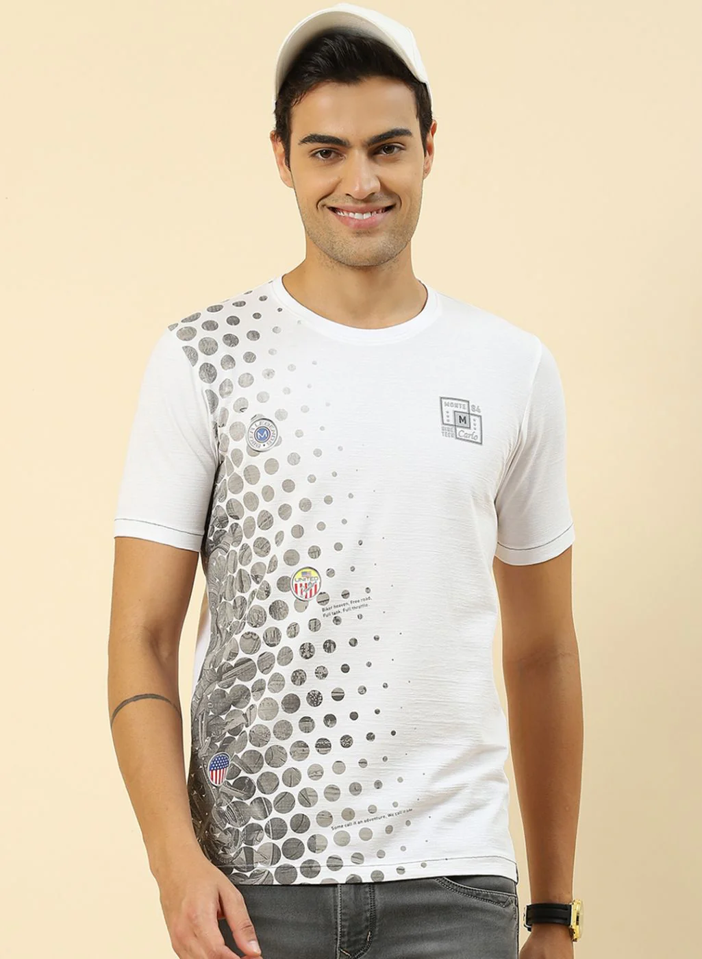 Men White Printed T-Shirt - Image 2