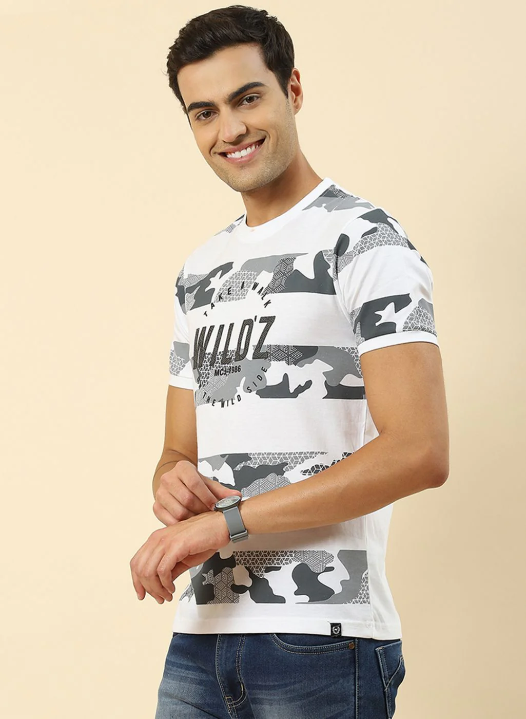 Men White Printed T-Shirt - Image 3