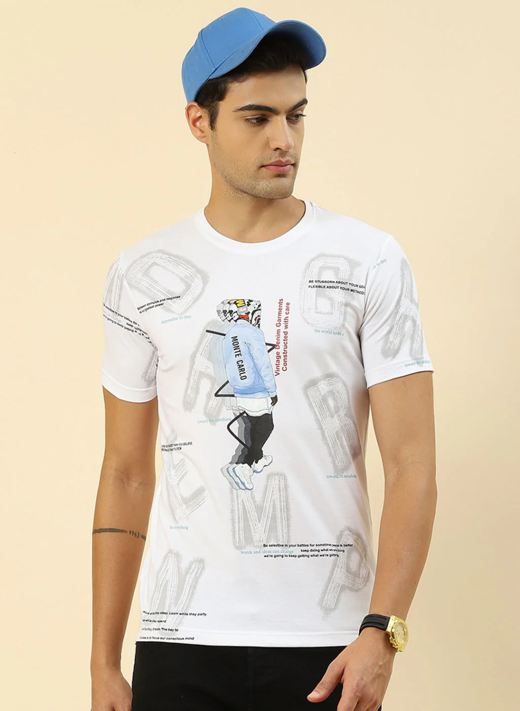 Men White Printed T-Shirt - Image 2