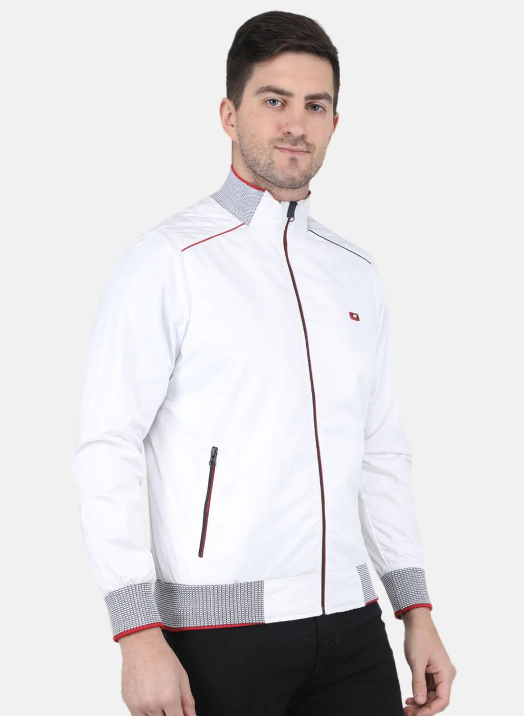 Men White Solid Jacket - Image 6