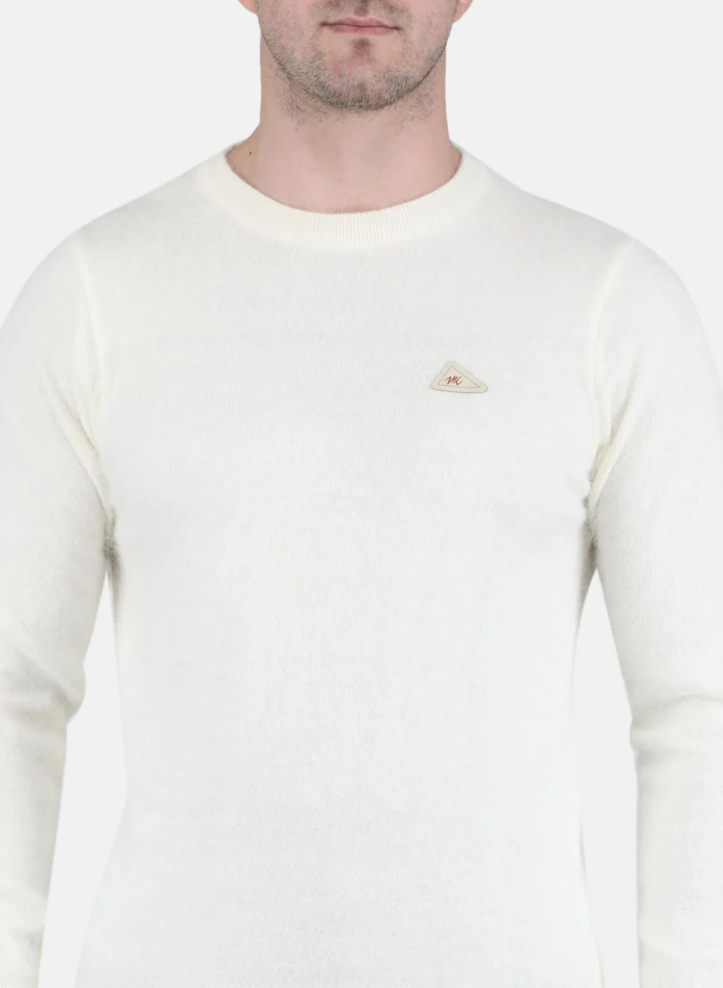 Men White Solid Pullover - Image 5