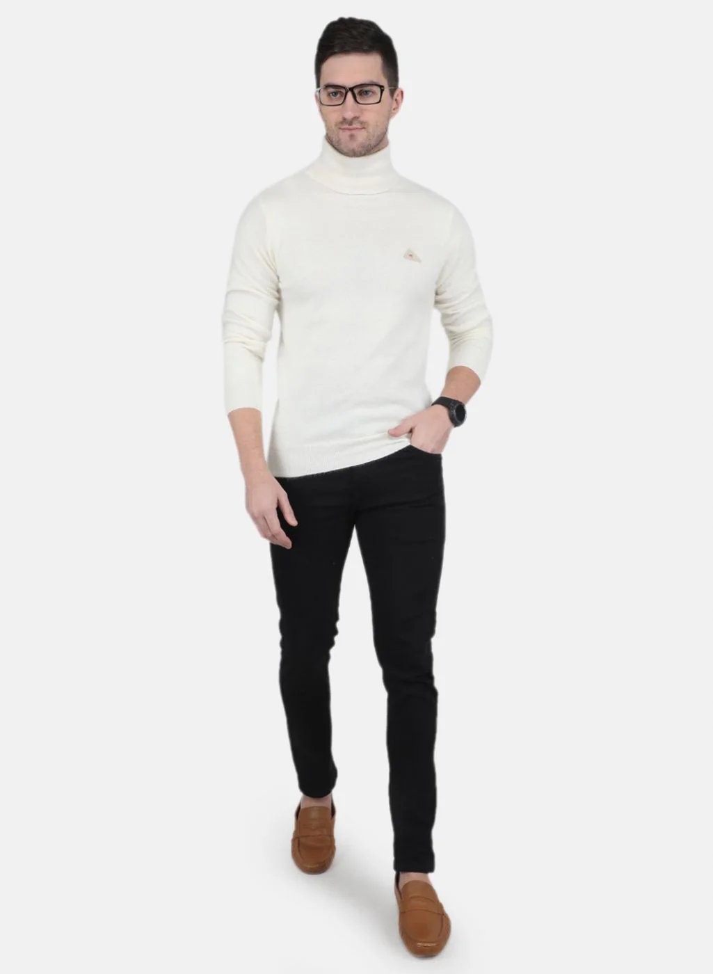 Men White Solid Pullover - Image 4