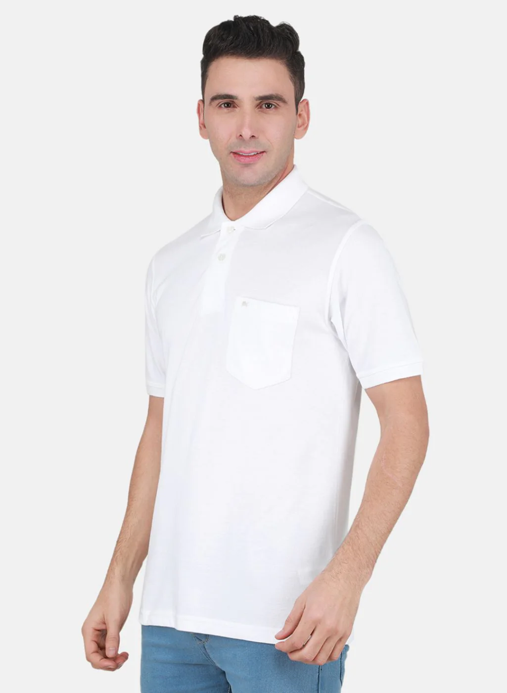 Men White Solid T-Shirt - Image 2