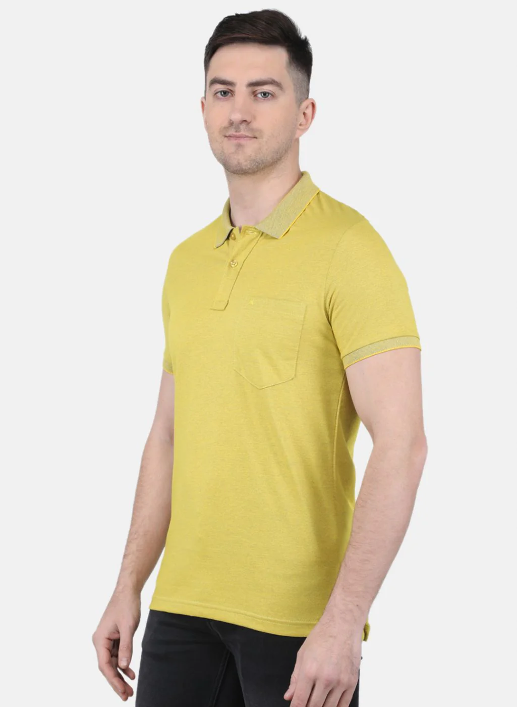 Men Yelllow Solid T-Shirt - Image 2