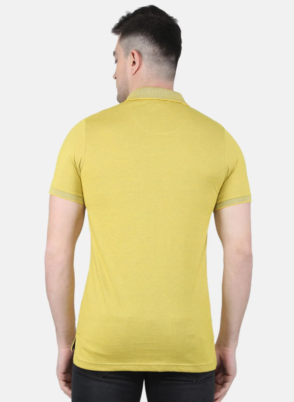 Men Yelllow Solid T-Shirt - Image 3