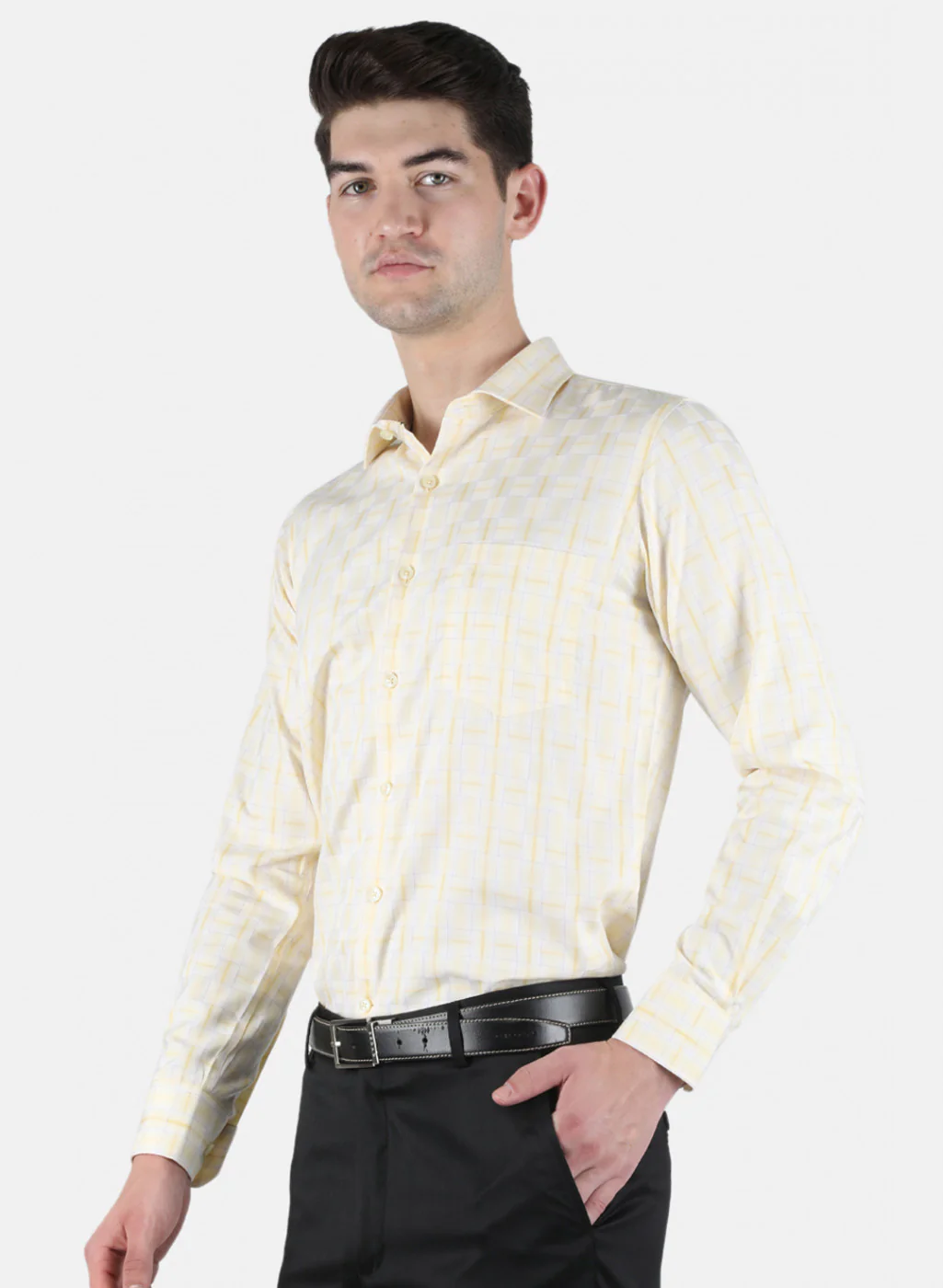 Men Yellow Check Shirt - Image 2