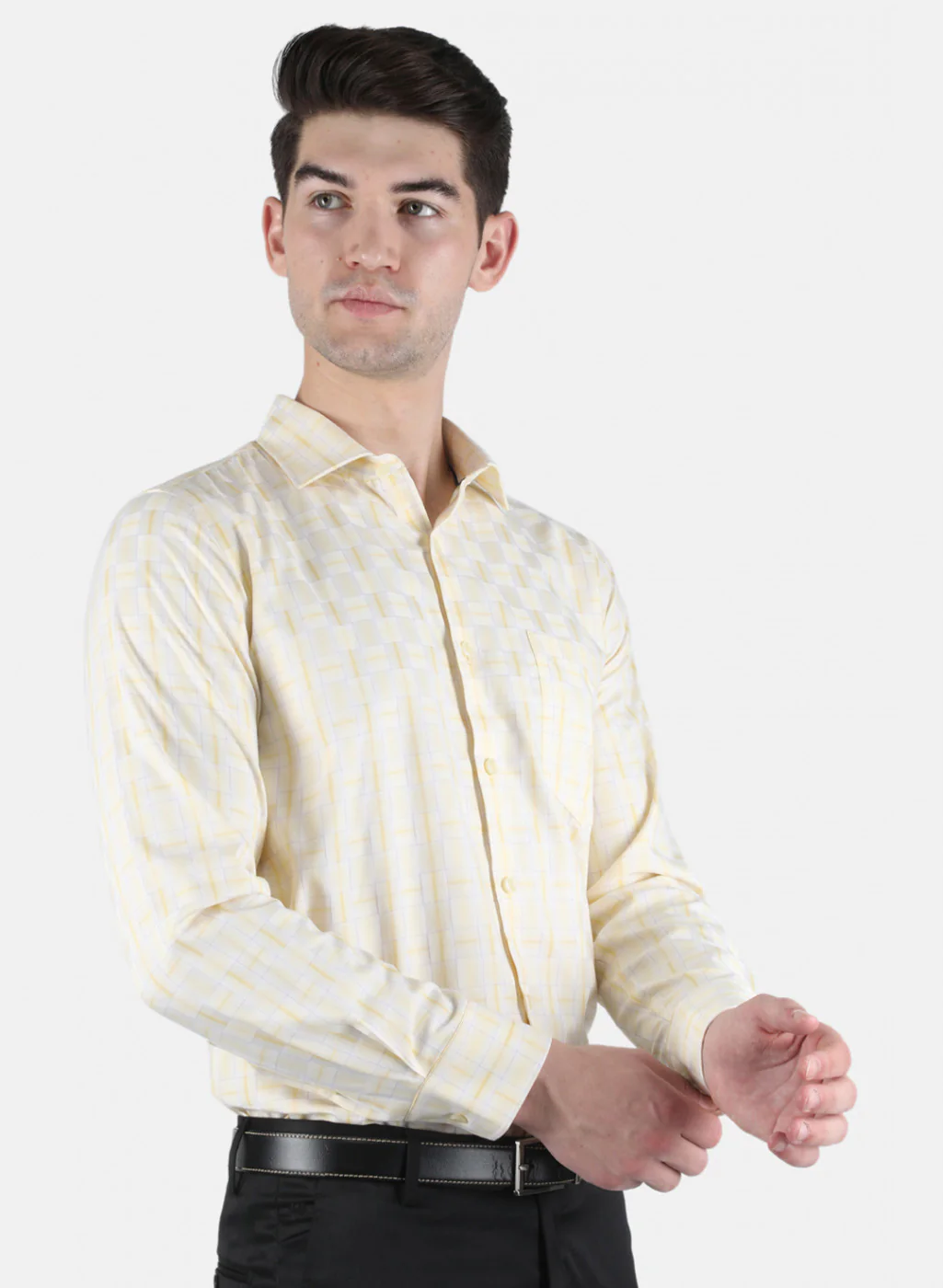 Men Yellow Check Shirt - Image 6