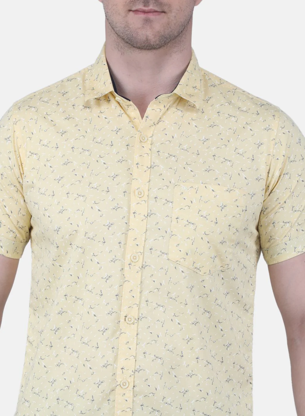Men Yellow Printed Shirt - Image 5