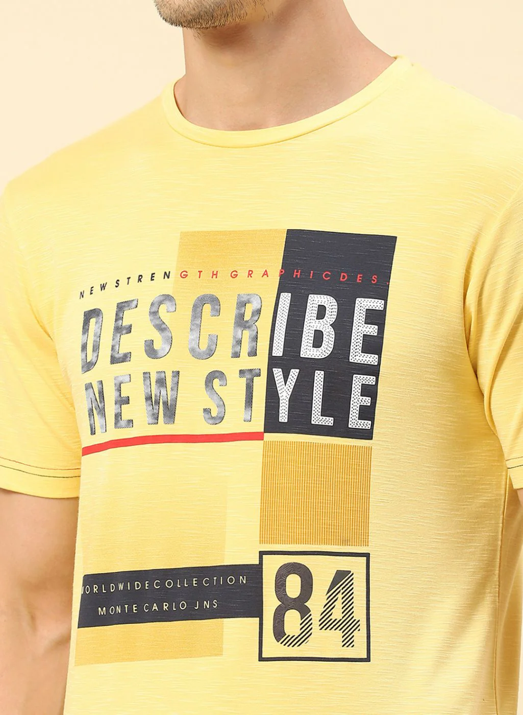 Men Yellow Printed T-Shirt - Image 6