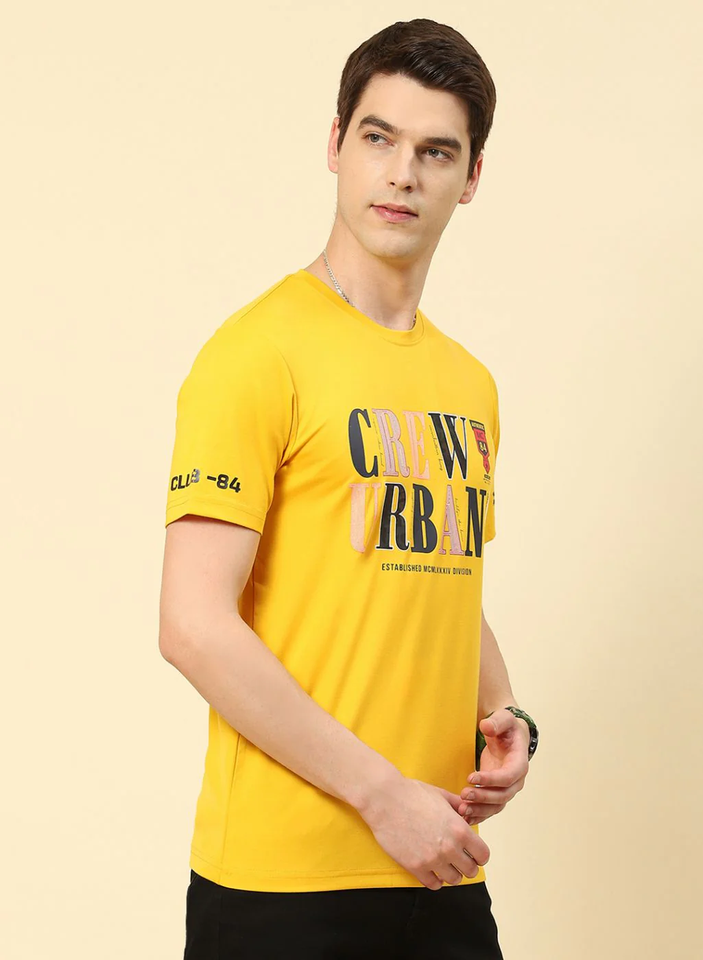 Men Yellow Printed T-Shirt - Image 4