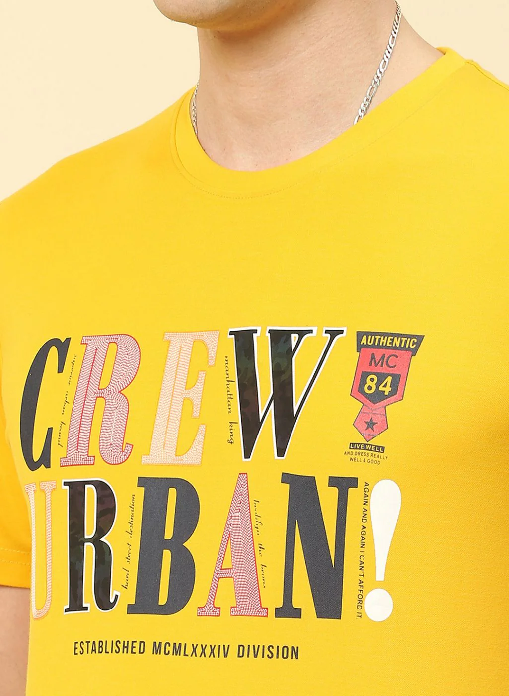 Men Yellow Printed T-Shirt - Image 6