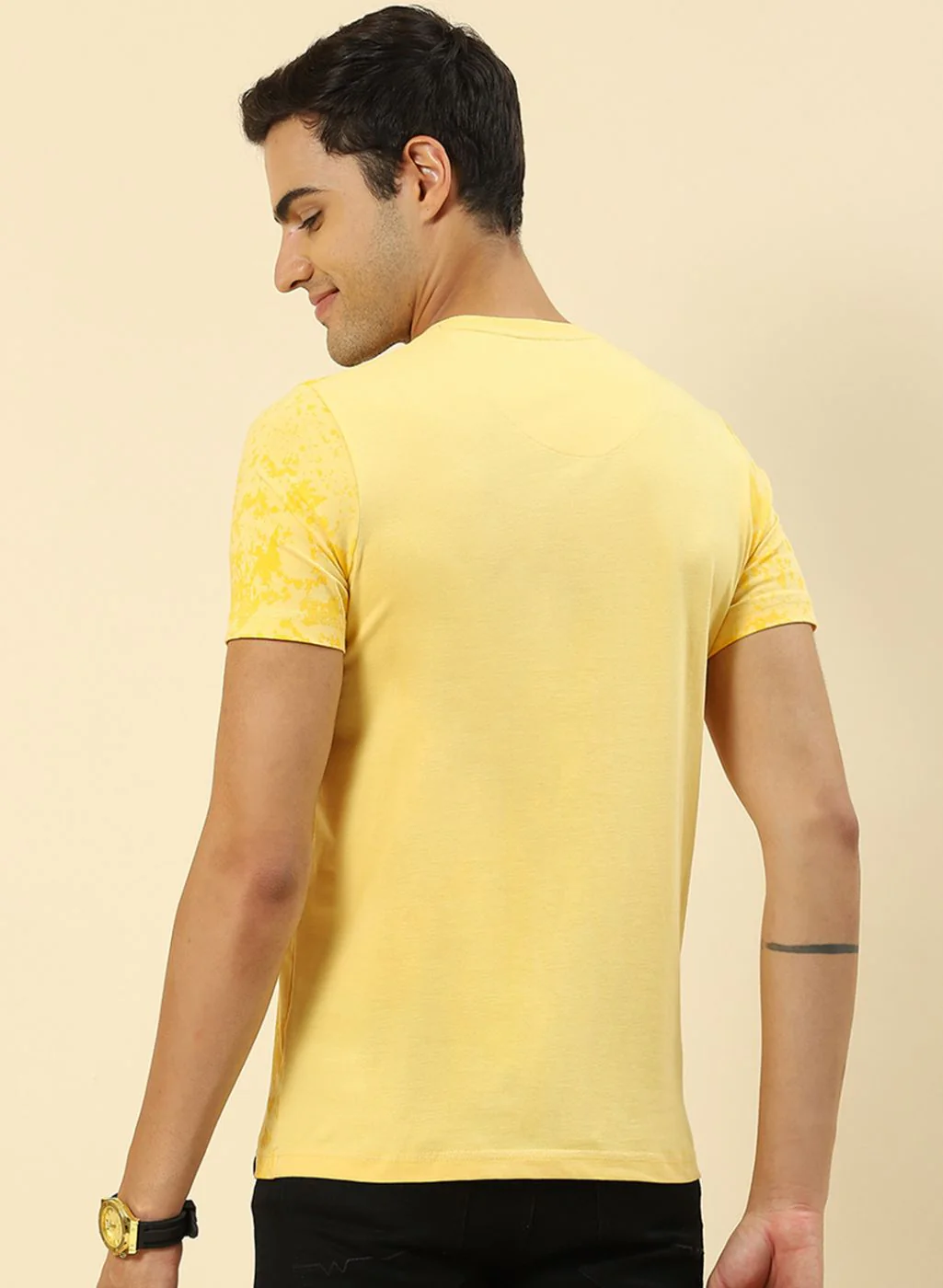 Men Yellow Printed T-Shirt - Image 5