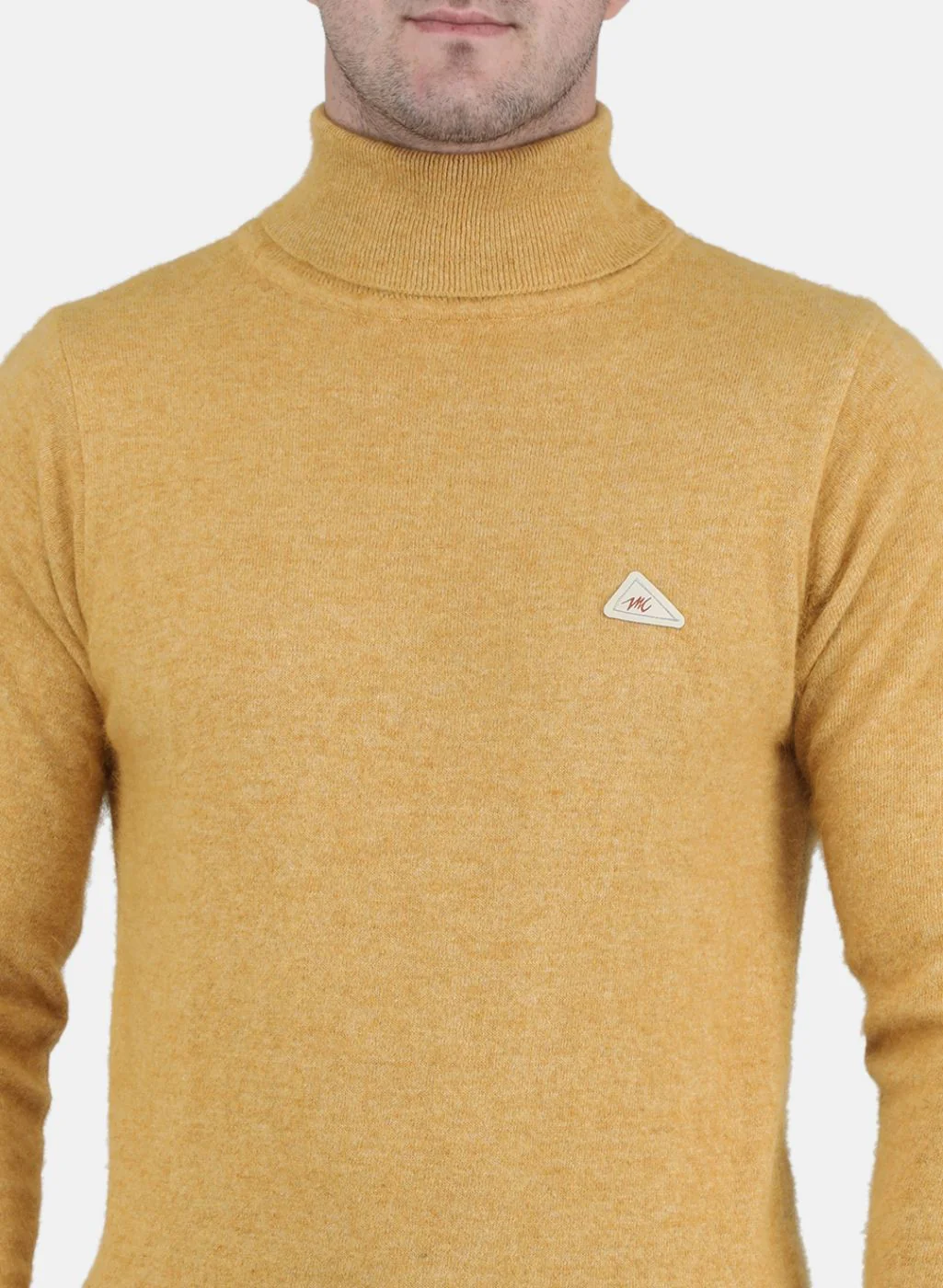 Men Yellow Solid Pullover - Image 5