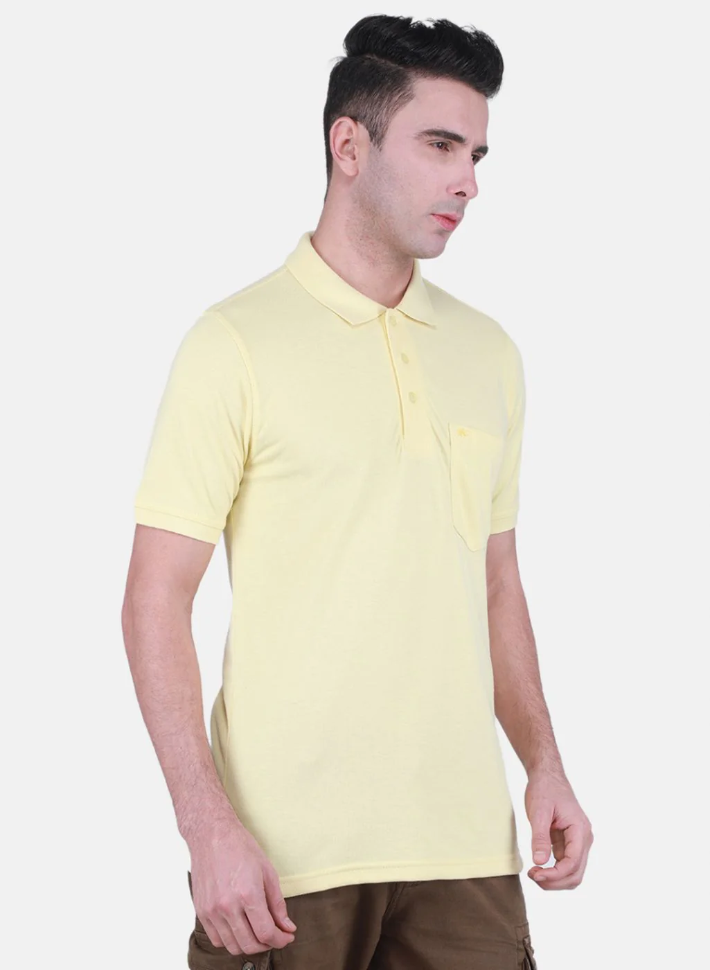Men Yellow Solid T-Shirt - Image 6