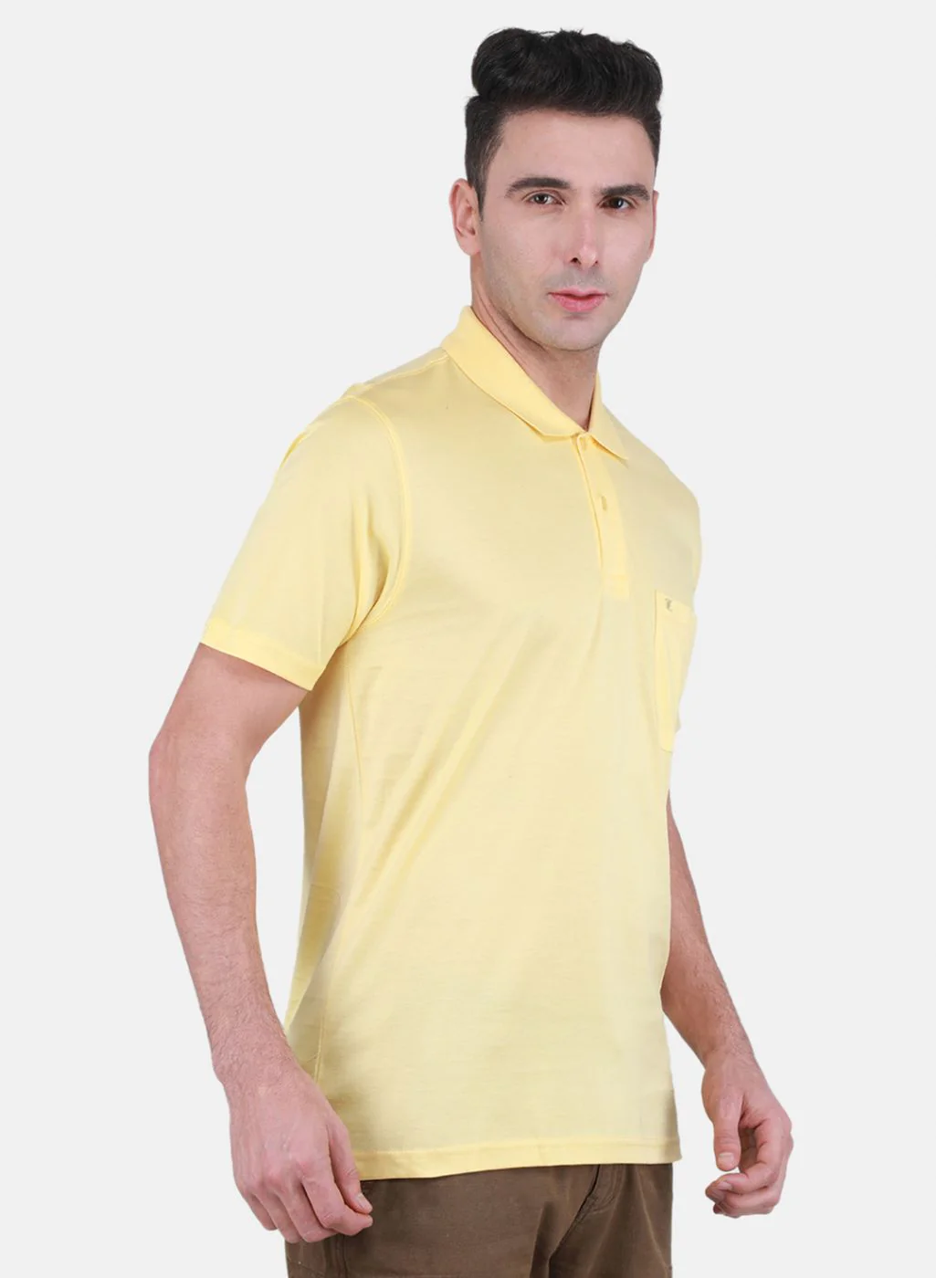 Men Yellow Solid T-Shirt - Image 6